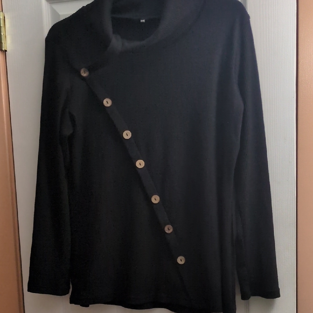 Black Button-Accent Women's Sweater